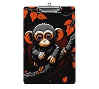 Monkey on Red Branch Clipboard, A4 Acrylic Clipboard with Hanging Hole, Ultra-Light Clip Board - Holds 100 Sheets, Shatterproof Document Holder for Office, 12.5" X 8.5"
