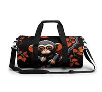 Monkey on Red Branch Gym Bag for Men Women, Sturdy Oxford Cloth Travel Bags with Removable Shoulder Strap, Waterproof Duffel Bag for Fitness, Travel, Yoga