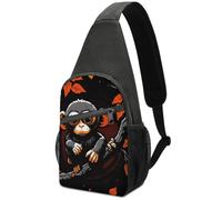 Monkey on Red Branch Sling Bag for Men Women, Hands-Free Crossbody Bag, Casual Chest Bag for Running, Hiking, Travel