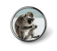 Monkey on The Ground Brooch with Button Design, Funny Backpack Pins for Women, Personalized Brooch Pins for Men, Round Badge for Hat, Cute Badge Holders for Activity