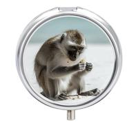Monkey on The Ground Pill Box, 3 Compartment Small Pill Case Waterproof Travel Pill Organizer for Pocket Or Purse Portable Mini Medicine Tablet Vitamin Holder Pill Case