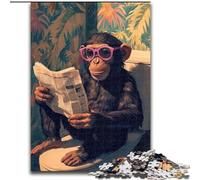 Monkey on The Toilet Adult Jigsaws 1000 Piece, Learning Educational Toys Family Games Suitable for Desktop Decoration (size 26x38cm)