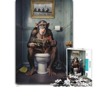 Monkey on The Toilet Colourful Jigsaw Puzzle for Adults, 1000 PCS