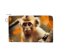 Monkey on Tree Coin Purse Canvas Wallet with Zipper Portable Mini Change Pouch Cute Money Pouch Small Organizer Coin Card Key Holder for Women Girls Daily Use Gift