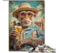 Monkey on Vacation Jigsaw Puzzles 1000 Pieces for Adults Teens, Challenging Game Toys Every Piece Is Unique - Challenging Family Fun Game (26x38cm)