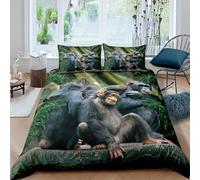 Monkey Orangutan Single Duvet Cover Sets Wild Animals Bedding Single Bed Set 3D Print Ultra Soft Microfiber Quilt Cover 155 x 220 with Zipper Closure and 2 Pillowcases J-1460