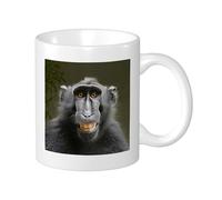 Monkey Pack Of 1 Printing Mug Funny Wild Animals Leaves Plant Comical Nature Novelty Chimpanzee black green Ceramic Reusable Decorative Office Pantry Living Room Flat Bottom Hot Drinks Cups 11 Ounce