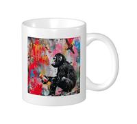 Monkey Pack Of 1 Printing Mug Hip Hop Graffiti Spray Paint Cool Animals Bird Pattern red pink Ceramic lnsulated Unspillable Kitchen School Office Pantry home With Handles Tea Cups 11 Ounce