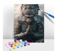 Monkey Paint by Numbers for Adults, Painting by Numbers for kids 6-12, Paint by Number Canvas Kits Buddha with Brushes Acrylic Pigment, DIY Color Oil Painting for Gifts Home Wall Decor 20x28inch T-314