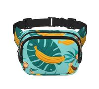 Monkey Palm Leaves Double Layer Waist Bag Pack Cute Bum Bag Fanny Pack for Men Women, Adjustable Belt Bag for Travel Hiking Running Cycling Festival