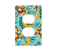 Monkey Palm Leaves Duplex Outlet Covers Wall Plate, Cute Decorative Wall Plate, Easy to Install, Outlet Cover for Home Office Kitchen Apartment