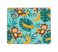 Monkey Palm Leaves Mouse Pad Cute Gaming Mouse Mat with Stitched Edges Non-Slip Rubber Base Mousepad for for PC Laptop 24x20