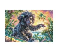 Monkey Palm Tree Tropical Forest Wildlife Wild 1000 Piece Jigsaw Puzzle for Adults Home Office Wall Art Productivity Boost Precision Cut for Remote Workers 1000 PCS