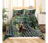 Monkey Pattern King Size Duvet Cover Sets Woodland Landscape Bedding King Size Bed Set 3D Print Ultra Soft Microfiber Quilt Cover 230 x 220 with Zipper Closure and 2 Pillowcases F-2022