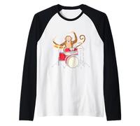 Monkey Playing Drums Drummer Band The Animal Raglan Baseball Tee