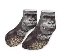 Monkey Playing Poker Card Men's Ankle Low Socks 1 Pair No Show Sock Low-Cut Athletic Socks for Women