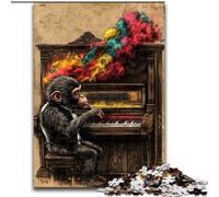 Monkey Playing The Piano Jigsaw Puzzles for Adults Teenagers Jigsaws Puzzle, Suitable for Ages 14 And Up Family Fun It Is Ideal As A Gift for The Whole Family (50x75cm)