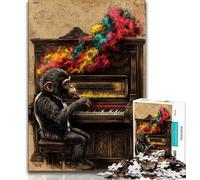 Monkey Playing The Piano Jigsaws Puzzles 1000 Pieces for Teenagers Gifts,Challenging Game And Family Play with Fully Interlocking Randomly Shaped Pieces (75x50cm)
