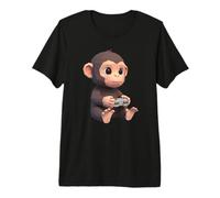 Monkey Playing Video Games Funny Gamer Gaming Retro Premium T-Shirt