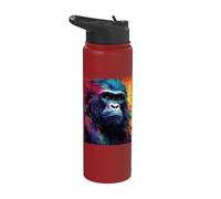 Monkey Portrait Oil Printing Gorillas Silverback Stainless Steel Insulated Water Bottle