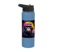 Monkey Portrait Oil Printing Gorillas Silverback Stainless Steel Insulated Water Bottle