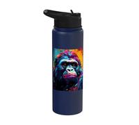 Monkey Portrait Oil Printing Gorillas Silverback Stainless Steel Insulated Water Bottle
