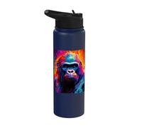 Monkey Portrait Oil Printing Gorillas Silverback Stainless Steel Insulated Water Bottle
