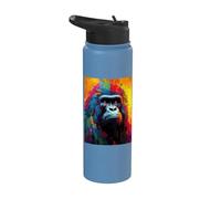 Monkey Portrait Oil Printing Gorillas Silverback Stainless Steel Insulated Water Bottle