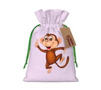 Monkey Print Drawstring Pouch For Gifts,Reusable Adorable Gift Bags,Perfect For Jewelry And More