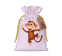 Monkey Print Drawstring Pouch For Gifts,Reusable Adorable Gift Bags,Perfect For Jewelry And More