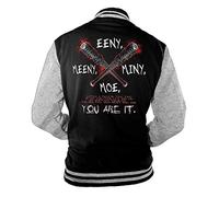 Monkey Print Men's College Jacket Eeny Meeny Miny Moe You are It Walking Zombie Dead Baseball Jacket - Black/White, M