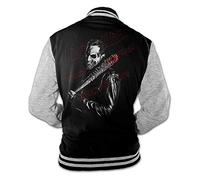 Monkey Print Men's College Jacket Negan Skull Saviors Walking Zombie Dead Lucille Baseball Jacket - Black/Grey, S
