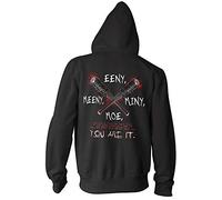 Monkey Print Men's Hooded Pullover Zipper Walking, Dead Eeny Meeny Miny Moe. You are It! Negan - Black, M