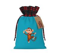 Monkey Print Xmas Drawstring Eco-Friendly Gift Bags For Christmas Party Wrapping Present Needs