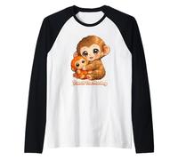 Monkey Punch Japan Macaque Cute Baby Monkey Viral Monkey Zoo Raglan Baseball Tee