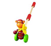 Monkey Push Along Toy - Animal Push and Pull Along Toys for 1 Year Olds, Wooden Toys - Toddler Toys, Perfect 1st Birthday Gifts For Boy and Girl - Early Development & Activity Toys by Orange Tree Toys