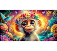 monkey Puzzle Game 1000 Piece Recycled Paper Impossible Hard Difficult Challenging for The Whole for Women, Gifts for Men 70x50cm/1000pcs