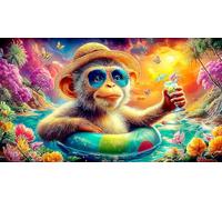 monkey Puzzle Game 1000 Piece Recycled Paper Impossible Hard Difficult Challenging for The Whole for Women, Gifts for Men 38x26cm/1000pcs