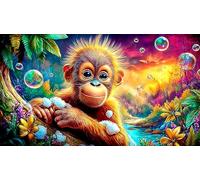 monkey Puzzle Game 1000 Piece Recycled Paper Impossible Hard Difficult Challenging for The Whole for Women, Gifts for Men 38x52cm/1000pcs