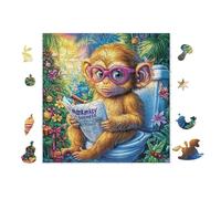 Monkey Reading Book 100 Pieces Set Classic Jigsaw Puzzle Couple Puzzle Partners Mind Relaxation Wall Decor Easter New Year Recycled Cardboard 28x28cm