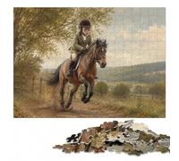 Monkey Rider Jumps Horse Adult Puzzle, Wooden Jigsaw, 1000 Pieces | A hands-on home pastime - less screen time at home in spare time.
