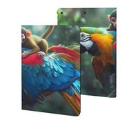 Monkey Riding Macaw Parrot Tablet Case for iPad 10th Generation/9th Generation/8th Generation/7th Generation