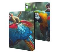 Monkey Riding Macaw Parrot Tablet Case for iPad 10th Generation/9th Generation/8th Generation/7th Generation