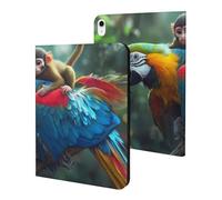 Monkey Riding Macaw Parrot Tablet Case for iPad 10th Generation/9th Generation/8th Generation/7th Generation