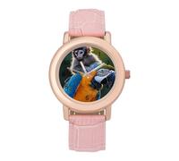 Monkey Riding on Parrot Women's Wrist Watch Fashion Alloy Quartz Watch with Strap Easy to Read