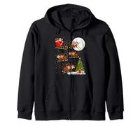 Monkey Santa Sleigh Flying Funny Magical Christmas Zip Hoodie