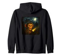 Monkey Scary Horror Night Flashlight Halloween Ghost Zip Hoodie