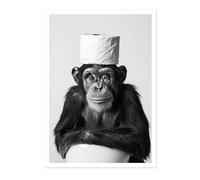 Monkey See, Monkey Roll Animal Toilet Poster, Funny Bathroom Wall Art Print Animals, Funny Wall Art Decor, A4 (Print Only) - 29.7x21cm