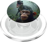 Monkey Selfie With Dinosaur - Jurassic Mayhem PopSockets PopGrip for MagSafe