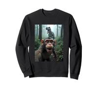 Monkey Selfie With Dinosaur - Jurassic Mayhem Sweatshirt
